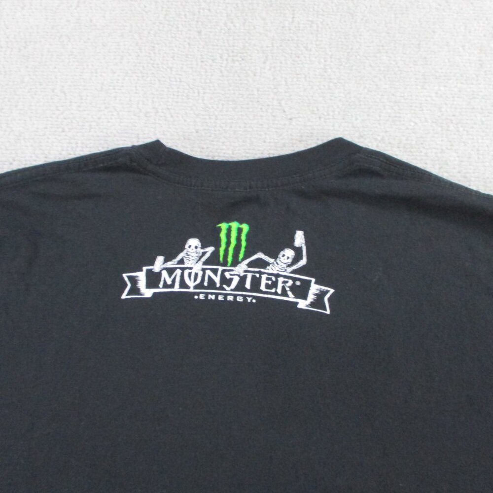 Monster Energy T Shirt Adult Large Black Muerte Sugar Skull Graphic Print Crew - Picture 4 of 9